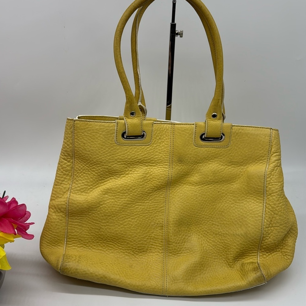 Levenger Yellow Soft Pebble Leather Shoulder Bag MCB8805A
